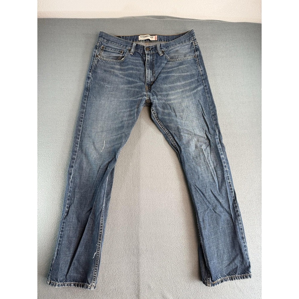 Levi's 505 Jeans Mens 34x31 Medium Wash Blue Regular Straight Denim Distressed